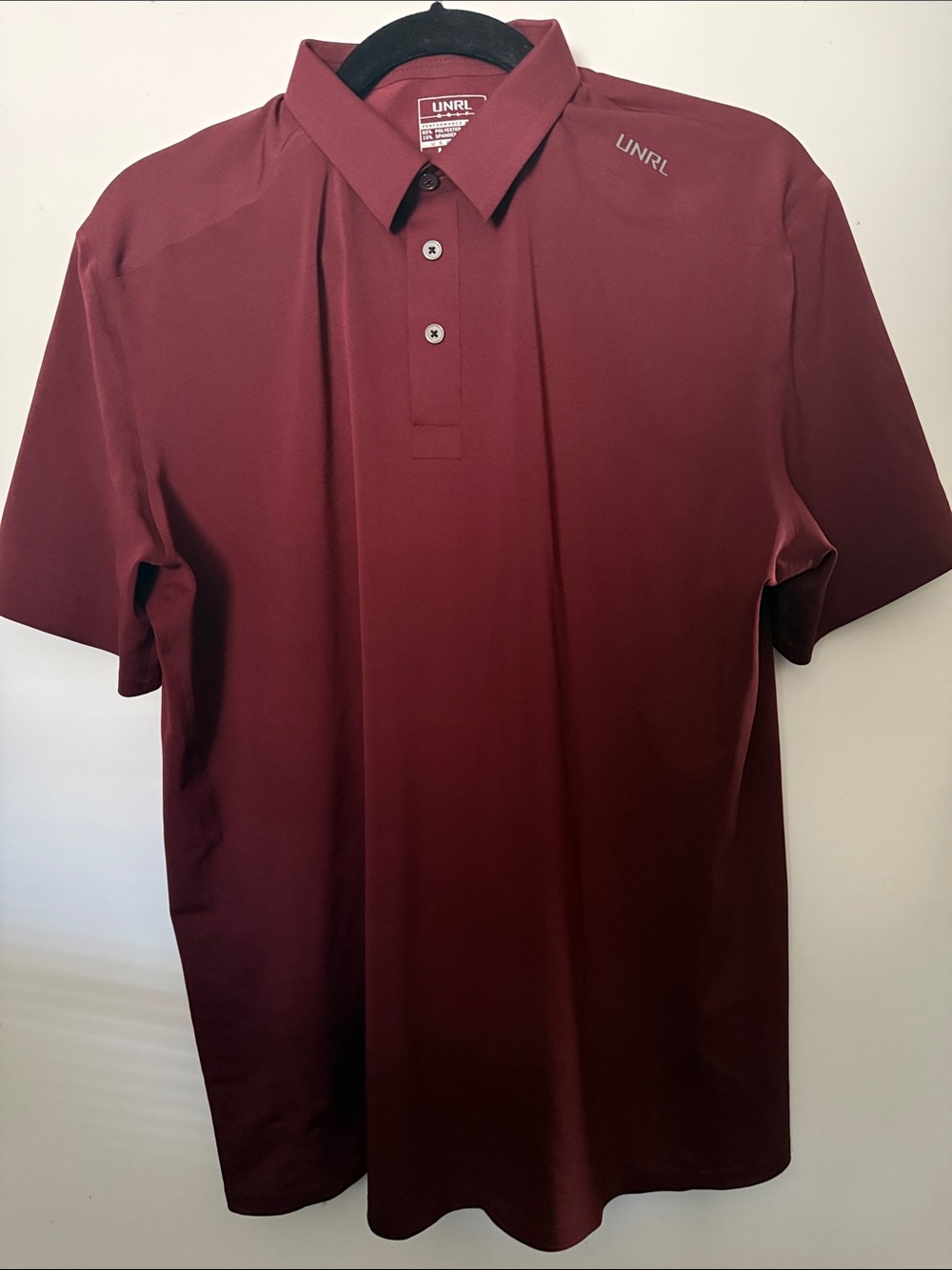 UNRL Men's Burgundy Performance Polo